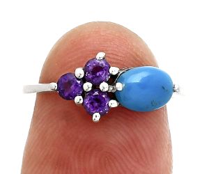 Sleeping Beauty Turquoise and Amethyst Ring size-6 SDR243468 R-1250, 7x5 mm