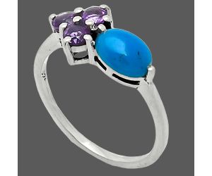 Sleeping Beauty Turquoise and Amethyst Ring size-6 SDR243468 R-1250, 7x5 mm