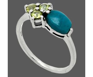 Azurite Chrysocolla and Peridot Ring size-6 SDR243469 R-1250, 7x5 mm