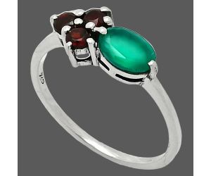 Green Onyx and Garnet Ring size-8.5 SDR243475 R-1250, 7x5 mm