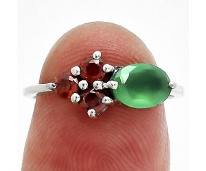 Green Onyx and Garnet Ring size-6 SDR243478 R-1250, 7x5 mm