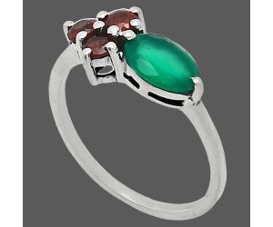 Green Onyx and Garnet Ring size-6 SDR243478 R-1250, 7x5 mm