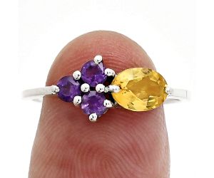 Citrine and Amethyst Ring size-8 SDR243482 R-1250, 7x5 mm