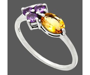 Citrine and Amethyst Ring size-8 SDR243482 R-1250, 7x5 mm