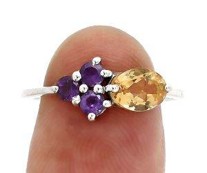 Citrine and Amethyst Ring size-8 SDR243483 R-1250, 7x5 mm