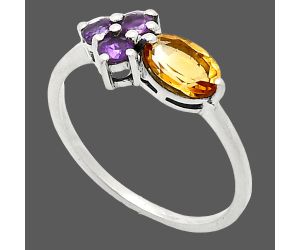 Citrine and Amethyst Ring size-8 SDR243483 R-1250, 7x5 mm