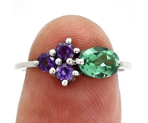 Green Tourmaline and Amethyst Ring size-7 SDR243485 R-1250, 7x5 mm