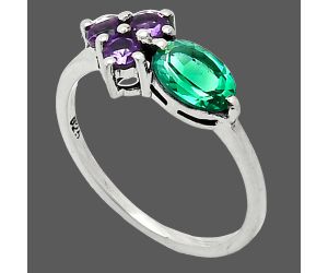 Green Tourmaline and Amethyst Ring size-7 SDR243485 R-1250, 7x5 mm