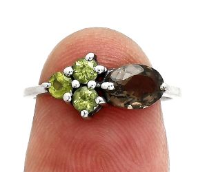 Smoky Quartz and Peridot Ring size-6 SDR243487 R-1250, 7x5 mm