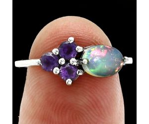 Ethiopian Opal and Amethyst Ring size-7 SDR243490 R-1250, 7x5 mm