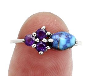 Kingman Purple Dahlia Turquoise and Amethyst Ring size-7 SDR243494 R-1250, 7x5 mm