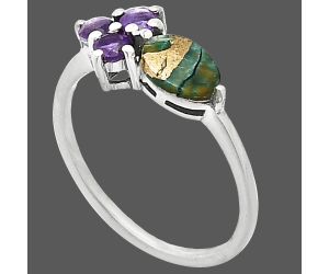 Spiny Oyster Turquoise and Amethyst Ring size-7 SDR243495 R-1250, 7x5 mm