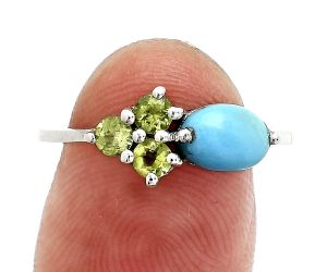 Sleeping Beauty Turquoise and Peridot Ring size-8 SDR243498 R-1250, 7x5 mm