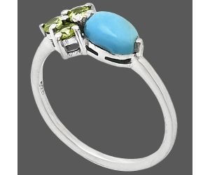 Sleeping Beauty Turquoise and Peridot Ring size-8 SDR243498 R-1250, 7x5 mm