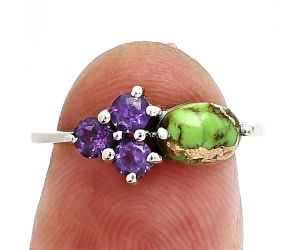 Copper Green Turquoise and Amethyst Ring size-6 SDR243499 R-1250, 7x5 mm