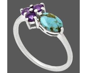 Natural Rare Turquoise Nevada Aztec Mt and Amethyst Ring size-7 SDR243501 R-1250, 7x5 mm