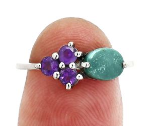 Natural Rare Turquoise Nevada Aztec Mt and Amethyst Ring size-7 SDR243504 R-1250, 7x5 mm