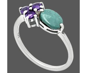 Natural Rare Turquoise Nevada Aztec Mt and Amethyst Ring size-7 SDR243504 R-1250, 7x5 mm