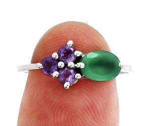 Green Onyx and Amethyst Ring size-8 SDR243508 R-1250, 7x5 mm