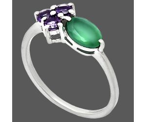 Green Onyx and Amethyst Ring size-8 SDR243508 R-1250, 7x5 mm