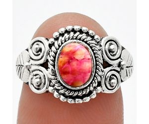 Kingman Orange Dahlia Turquoise Ring size-7.5 SDR243575 R-1280, 7x5 mm