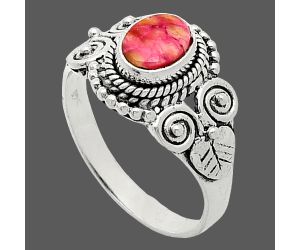 Kingman Orange Dahlia Turquoise Ring size-7.5 SDR243575 R-1280, 7x5 mm