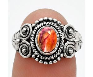 Kingman Orange Dahlia Turquoise Ring size-7 SDR243580 R-1280, 7x5 mm