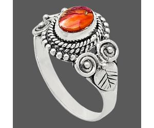 Kingman Orange Dahlia Turquoise Ring size-7 SDR243580 R-1280, 7x5 mm