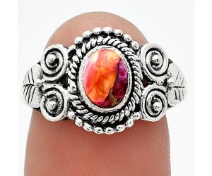 Kingman Orange Dahlia Turquoise Ring size-8 SDR243581 R-1280, 7x5 mm