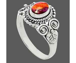 Kingman Orange Dahlia Turquoise Ring size-8 SDR243581 R-1280, 7x5 mm