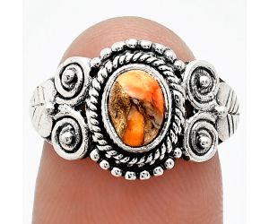 Kingman Orange Dahlia Turquoise Ring size-7 SDR243582 R-1280, 7x5 mm