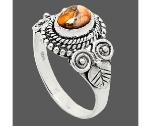 Kingman Orange Dahlia Turquoise Ring size-7 SDR243582 R-1280, 7x5 mm