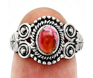 Kingman Orange Dahlia Turquoise Ring size-8 SDR243613 R-1280, 7x5 mm