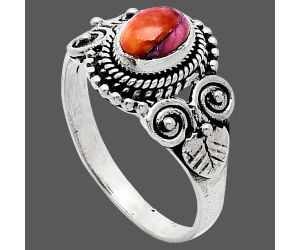 Kingman Orange Dahlia Turquoise Ring size-8 SDR243613 R-1280, 7x5 mm