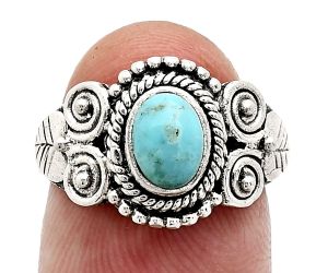 Natural Rare Turquoise Nevada Aztec Mt Ring size-7 SDR243614 R-1280, 7x5 mm