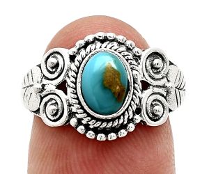 Natural Rare Turquoise Nevada Aztec Mt Ring size-8 SDR243626 R-1280, 7x5 mm