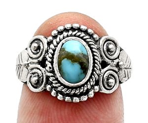 Natural Rare Turquoise Nevada Aztec Mt Ring size-7 SDR243637 R-1280, 7x5 mm