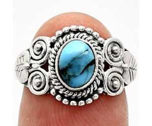 Natural Turquoise Morenci Mine Ring size-8 SDR243639 R-1280, 7x5 mm