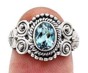 London Blue Topaz Ring size-8 SDR243651 R-1280, 7x5 mm