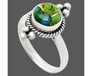 Blue Turquoise In Green Mohave Ring size-8 SDR243687 R-1127, 8x8 mm