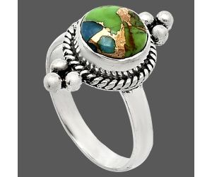 Blue Turquoise In Green Mohave Ring size-6 SDR243698 R-1127, 8x8 mm