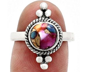 Kingman Orange Dahlia Turquoise Ring size-8 SDR243703 R-1127, 8x8 mm