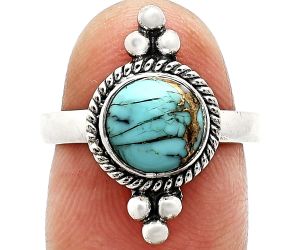 Kingman Copper Teal Turquoise Ring size-8 SDR243711 R-1127, 8x8 mm