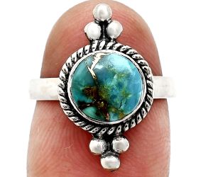 Kingman Copper Teal Turquoise Ring size-6 SDR243714 R-1127, 8x8 mm