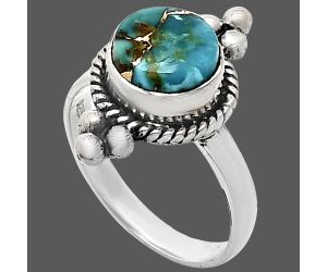 Kingman Copper Teal Turquoise Ring size-6 SDR243714 R-1127, 8x8 mm