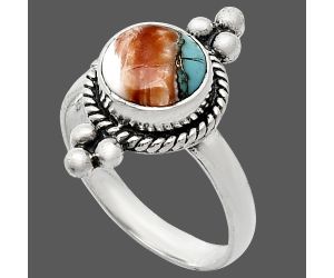 Spiny Oyster Turquoise Ring size-7 SDR243716 R-1127, 8x8 mm