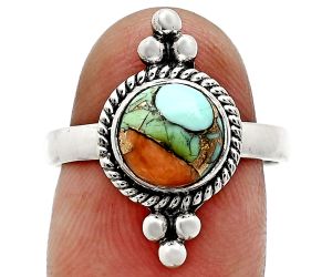 Spiny Oyster Turquoise Ring size-8 SDR243724 R-1127, 8x8 mm