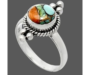 Spiny Oyster Turquoise Ring size-8 SDR243724 R-1127, 8x8 mm