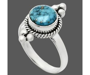 Kingman Turquoise With Pyrite Ring size-7.5 SDR243725 R-1127, 8x8 mm