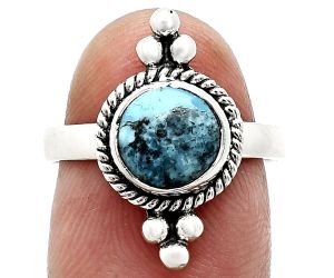 Natural Turquoise Morenci Mine Ring size-7.5 SDR243734 R-1127, 8x8 mm